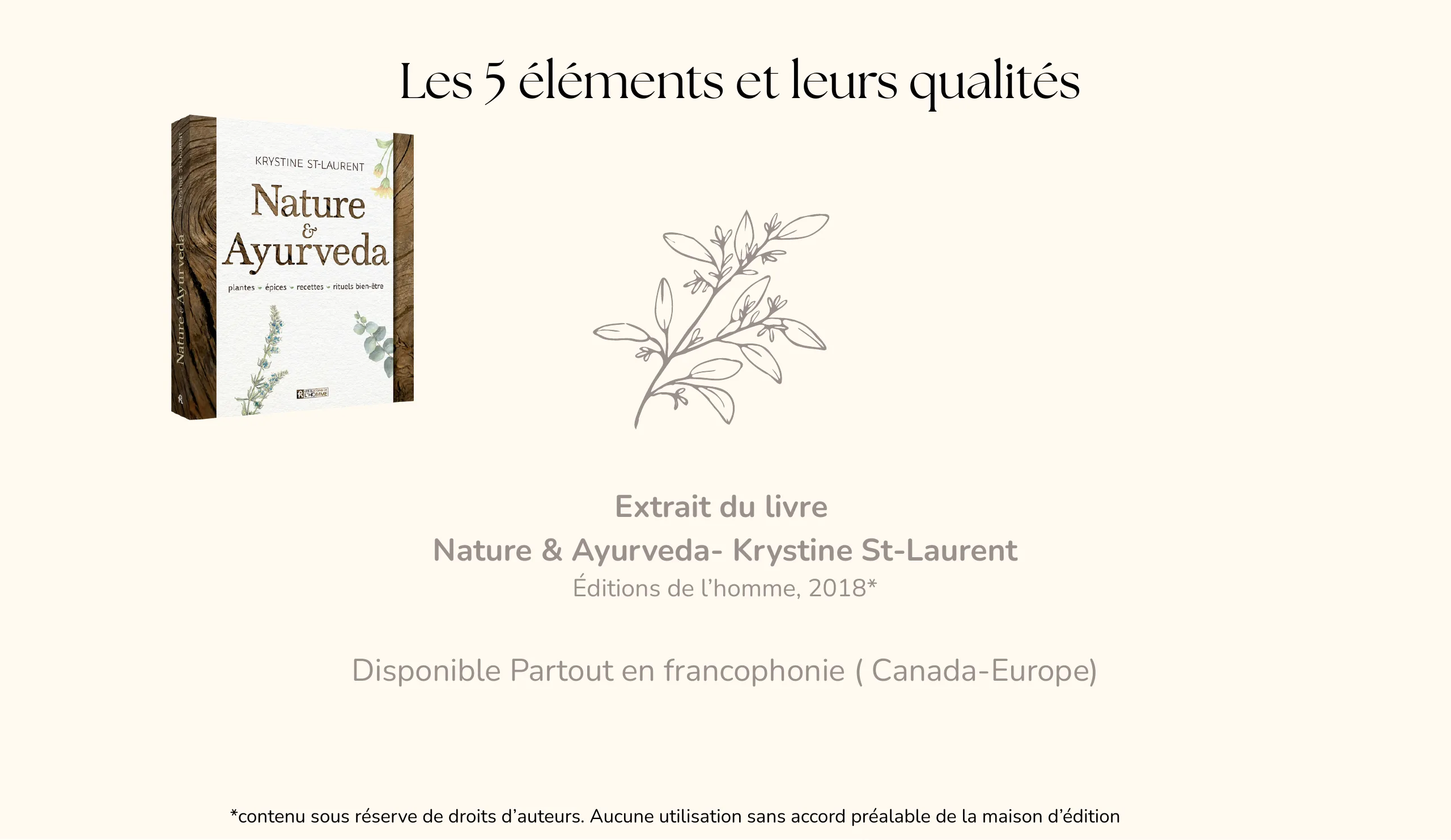 Extrait du livre Nature & Ayurveda : les 5 éléments et leurs qualités