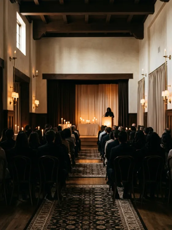 Salle de conférence à la lueur des bougies